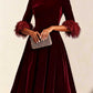 Elegant AutumnWinter Round-Neck Velvet Dress For Women