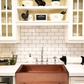 33" Farmhouse Single Well Towel Holder Straight Apron Hammered Copper Kitchen Sink