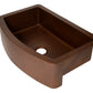 33" Farmhouse Single Well Plain Round Apron Hammered Copper Kitchen Sink