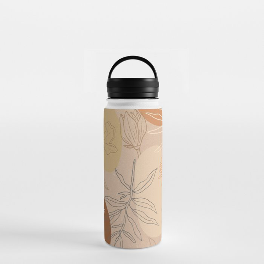 Orange Abstract Desert Handle Lid Water Bottle