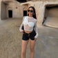Mesh Long-sleeve Cropped Top With Patchwork Design