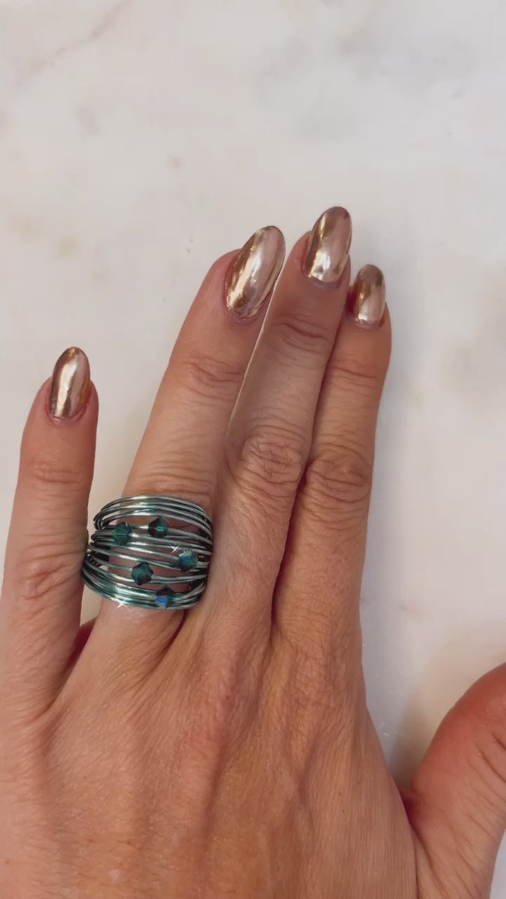 Torrey Ring in Light Blue with Teal Mojave Copper Turquoise
