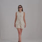 Cotton Tweed Vest Jacket in Cream