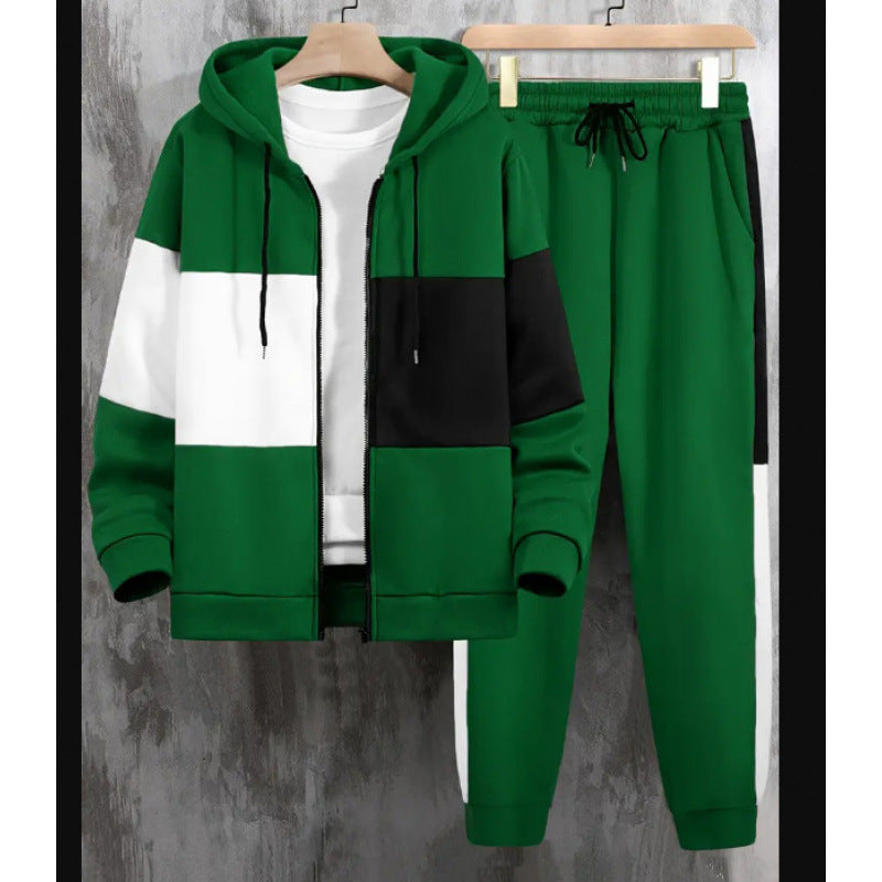 Mens Autumn Winter 3D Elephant-Print Long-Sleeve Hoodie Set