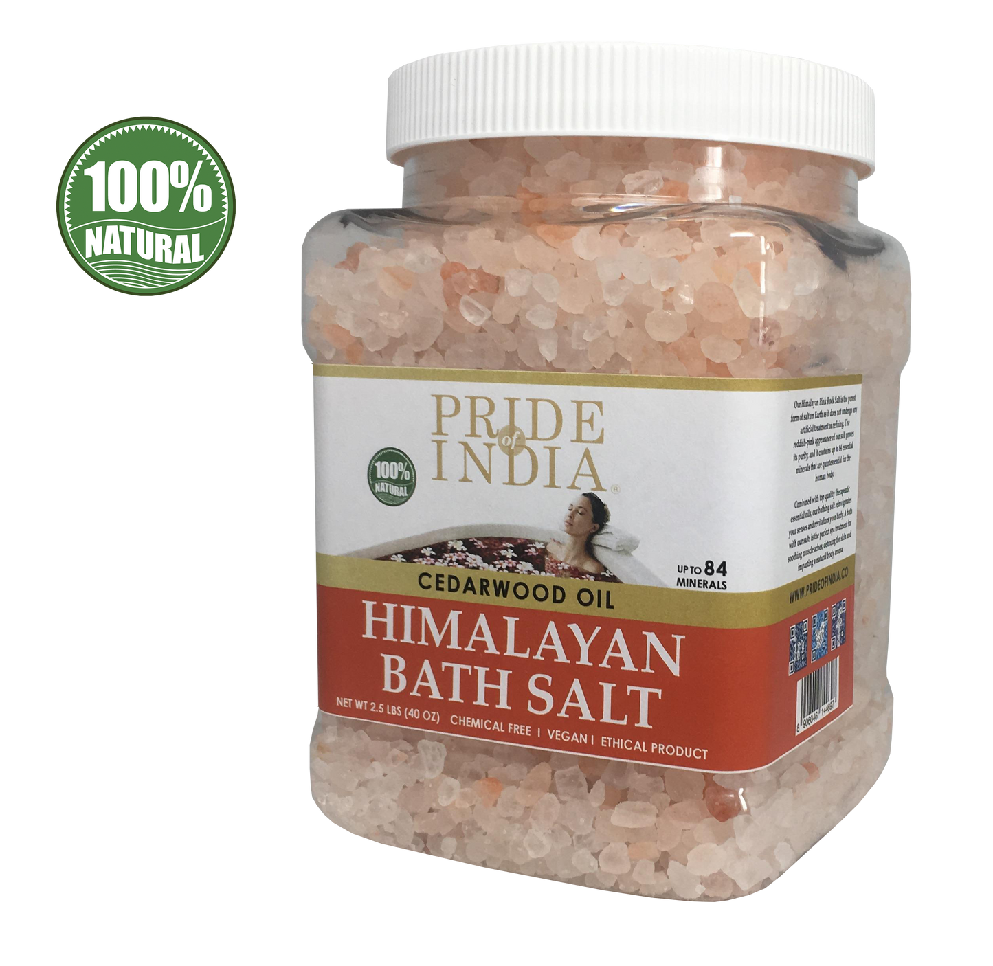 Himalayan Pink Bathing Salt - Enriched w/ Cedarwood Oil and 84+ Minerals, 2.21 Pound (1.001 Kg) Jars