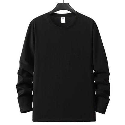 White Long Sleeve T Shirt Solid Color Cotton Base Layer