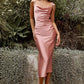 Slim Fit Satin Midi Dress