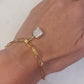Gold Paperclip Chain Bracelet with Square Pearl