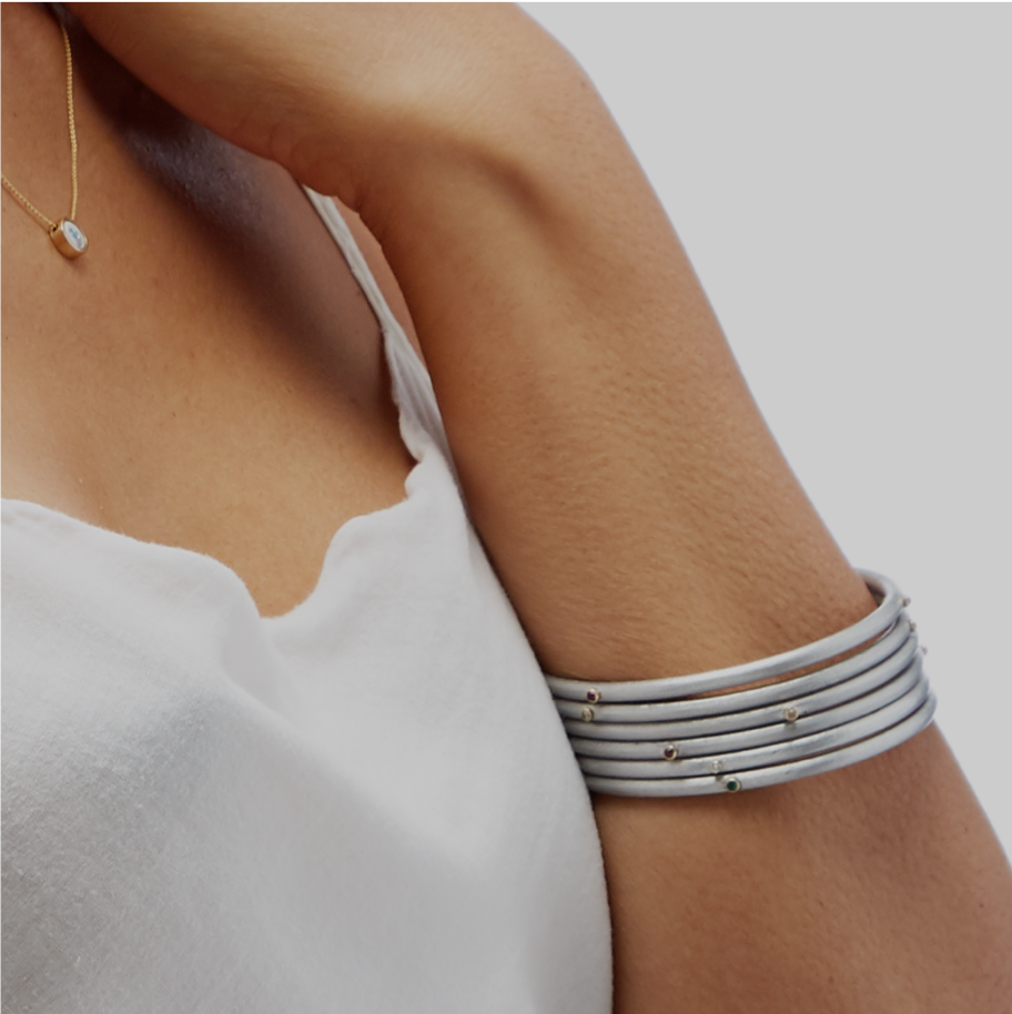 TRI-DIAMOND 14K LOVE IS THE BOMB BANGLE