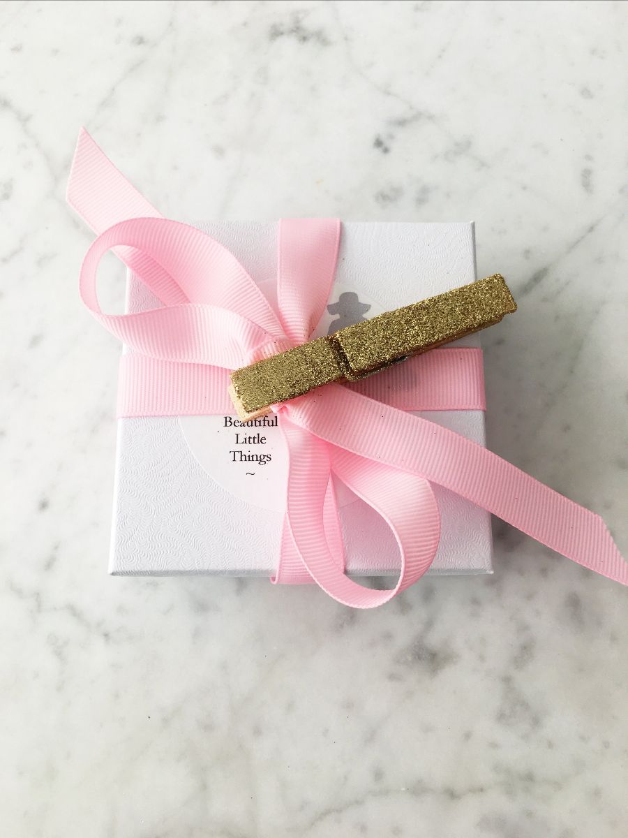 $1 Gift Wrap Boxes with Pink Ribbon and Glitter Clothespin (ADD HOW MANY BOXES YOU NEED FOR YOUR ORDER)