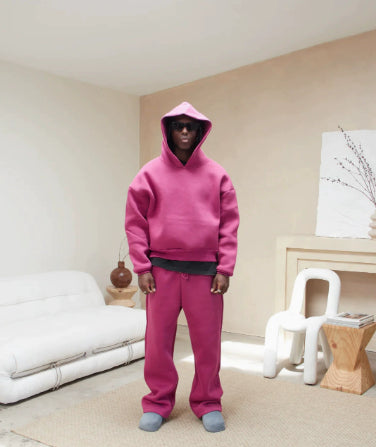 Men's Casual Solid Color Hooded Pullover Straight Pants