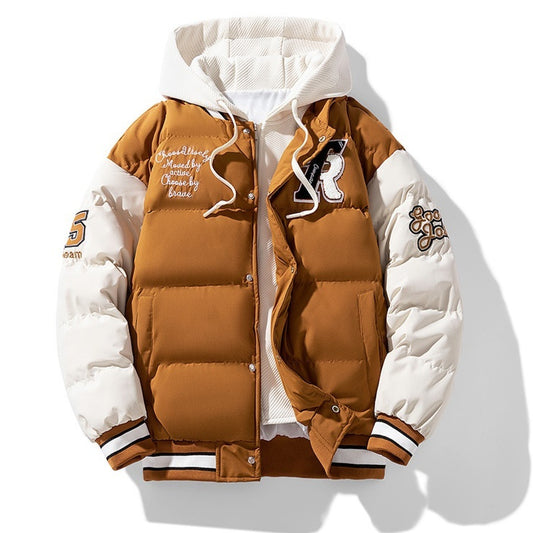 Herren Stilvolle Winter Faux-Zweiteiler Baumwolle Wattierte Jacke