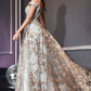 A-Line Embellished Print Dress