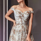 A-Line Embellished Print Dress