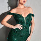 Fitted Off The Shoulder Embellished Gown