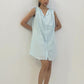 Shirt dress with Shoulder Tie Details in Summer Blue