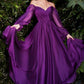 Long Sleeve Chiffon A-Line Dress