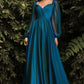 Long Sleeve Chiffon A-Line Dress