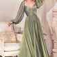 Long Sleeve Chiffon A-Line Dress