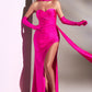 Strapless Stretch Satin Gown With Gloves