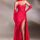 Strapless Stretch Satin Gown With Gloves