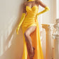Strapless Stretch Satin Gown With Gloves