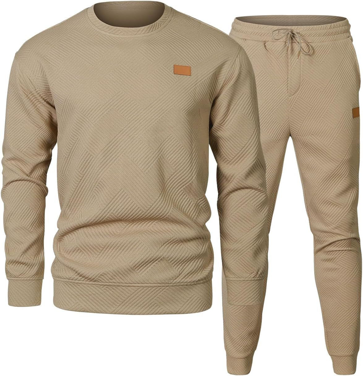 Men's Sports Casual Versatile Round Neck Sweater Set