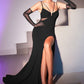 Fitted Gown With Tulle Cut Out