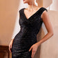 Sequin Fitted Evening Gown
