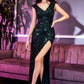 Sequin Fitted Evening Gown