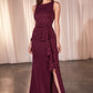 Fitted Neoprene Burgundy Dress