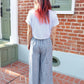 Chambray Pinstripe Organic Cotton Crop Pants