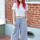 Chambray Pinstripe Organic Cotton Crop Pants