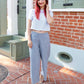 Chambray Pinstripe Organic Cotton Crop Pants