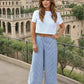 Chambray Pinstripe Organic Cotton Crop Pants