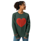 Heart - Knitted crew neck sweater PINE