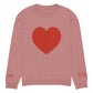 Heart Knitted crew neck sweater CORAL