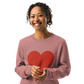 Heart Knitted crew neck sweater CORAL