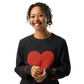 Heart - Knitted crew neck sweater BLACK
