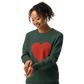 Heart - Knitted crew neck sweater PINE