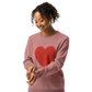 Heart Knitted crew neck sweater CORAL