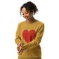 Heart - Knitted crew neck sweater MUSTARD