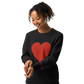Heart - Knitted crew neck sweater BLACK