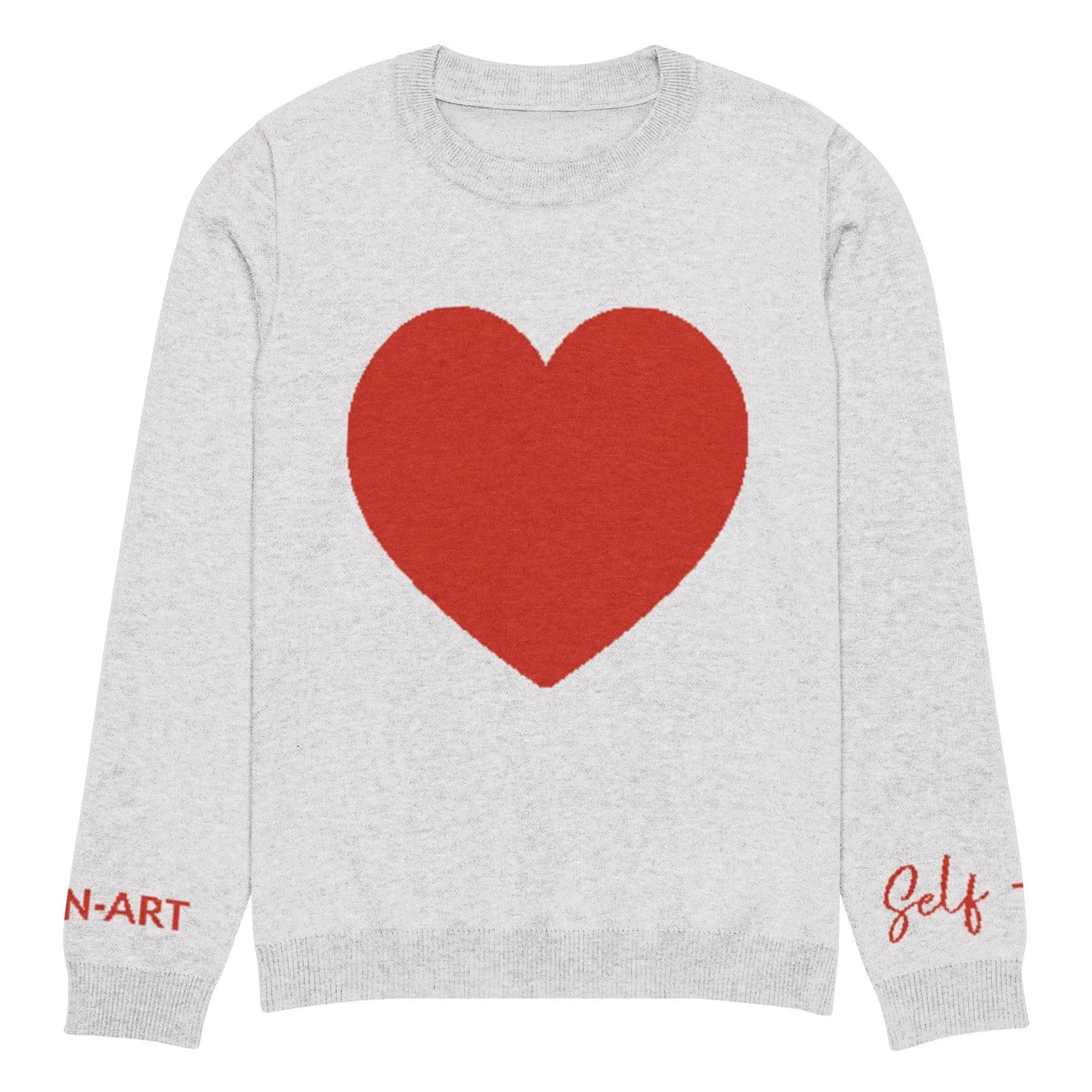 Heart - Knitted crew neck sweater BLEACH