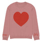 Heart Knitted crew neck sweater CORAL