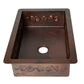 33" Drop-in Single Well Floral Design Hammered Copper Kitchen Sink