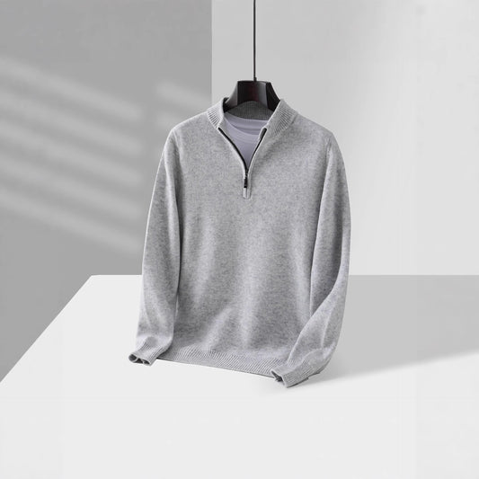 Herren weiter geschnittener Halb-Reißverschluss-Rollkragen-Thermo-Pullover mit extra Polsterung
