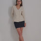 Fitted Cotton Tweed Jacket in Cream