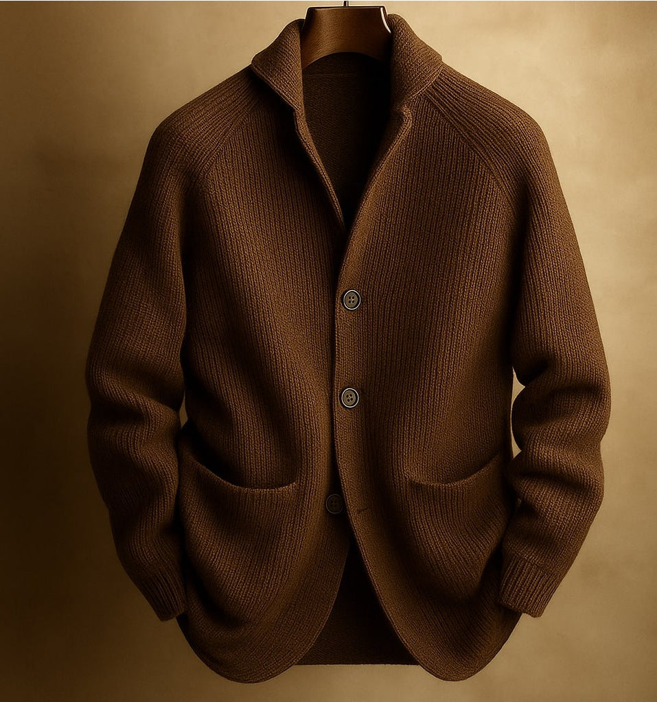 Gentlemans Knitted Three-button Shawl-collar Cardigan