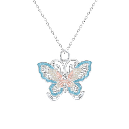 S999 Sterling Silver Pure Silver Necklace Female Butterfly Lock
